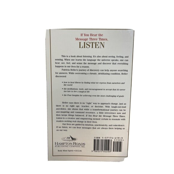 "If You Hear The Message Three Times Listen" By Patricia Heller Paperback Book - Picture 2 of 4